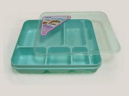 Khay cơm nhựa – Khay cơm 5 ngăn nhỏ – màu xanh nhạt